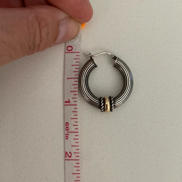 Vintage 14k Gold & Silver Hoops - Picture 5 of 5